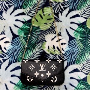 Black and White Monogram Chain Crossbody Bag